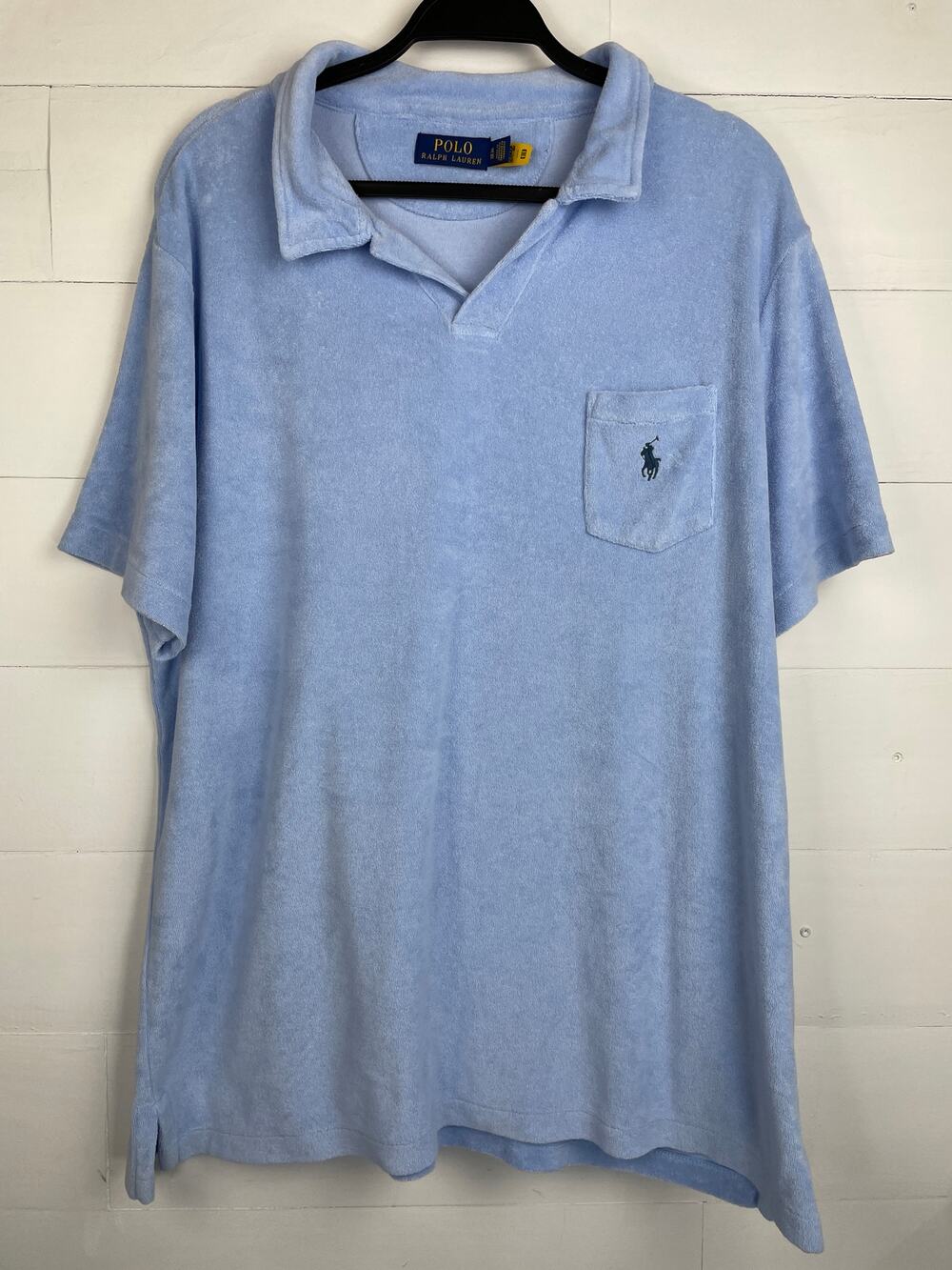 Polo Ralph Lauren Men’s Terry Cloth Pocket Polo Shirt Light Blue Size XL